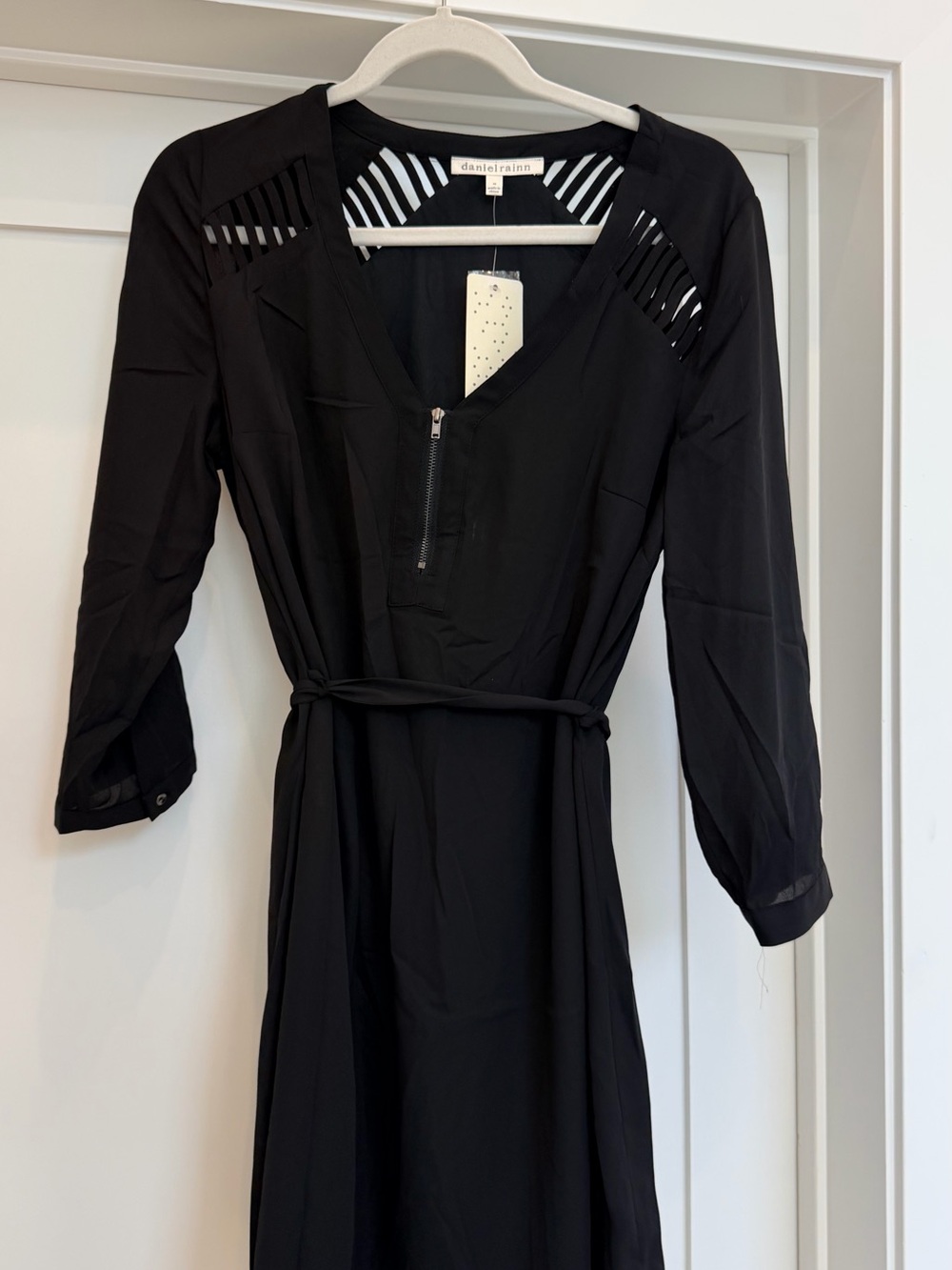 NWT Daniel Rainn Black Cage Neck Lattice Shirtdress Medium M